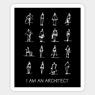 I Am An Architect. People sketches White Magnet